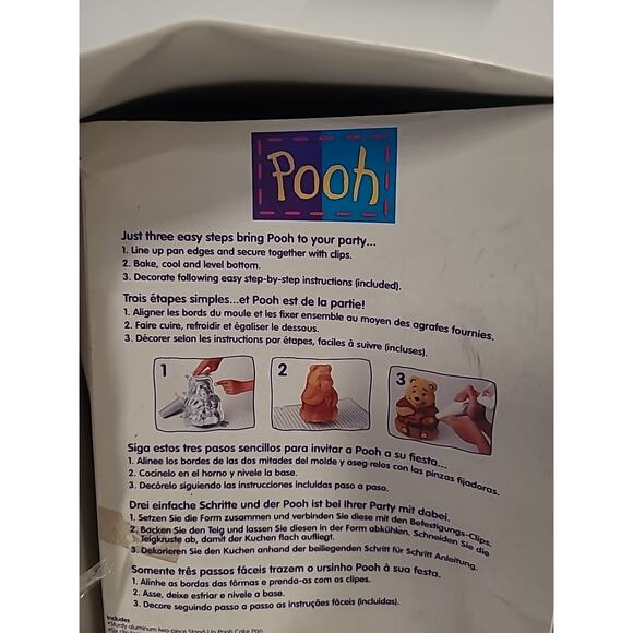 1998 Disney Winnie The Pooh Stand Up Cake Pan in Box NO CLIPS Honey Pot Vintage - Picture 9 of 11